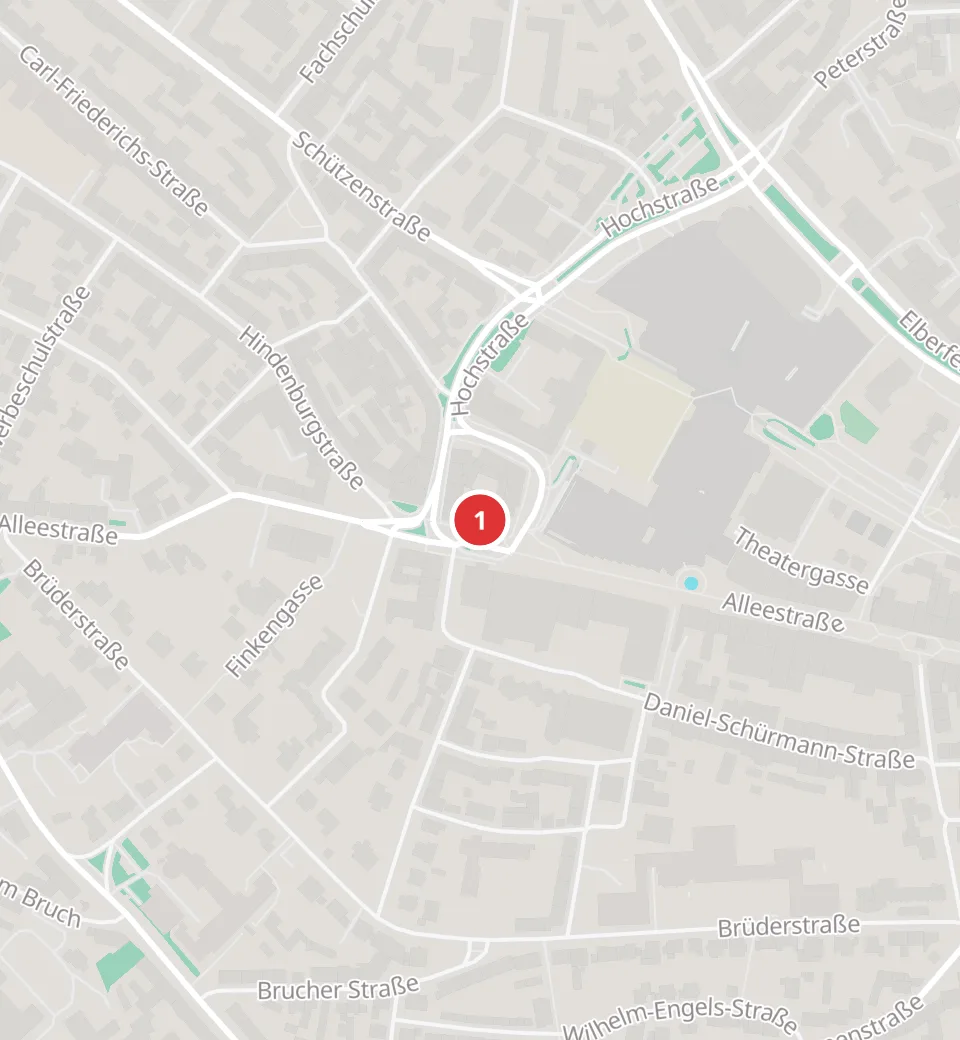 Karte mit 1 Asia-Märkten in Remscheid, nummeriert wie die Liste